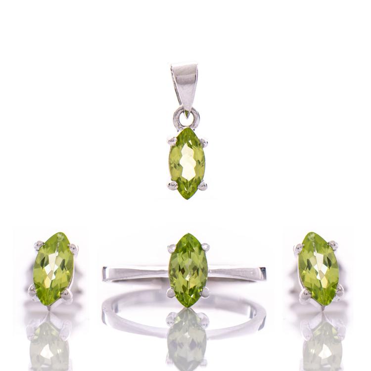 Silver set - Natural peridot