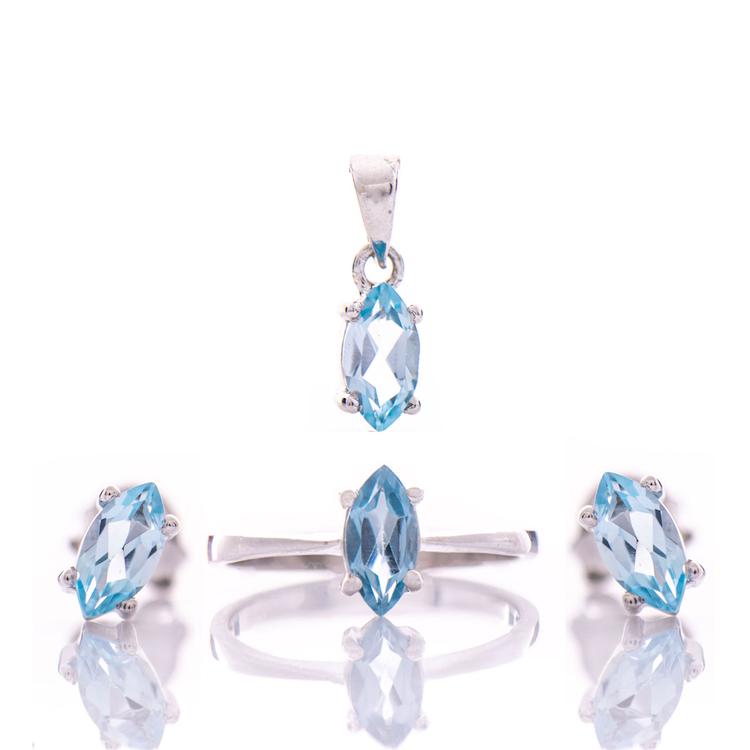 Silver set - Natural blue topaz