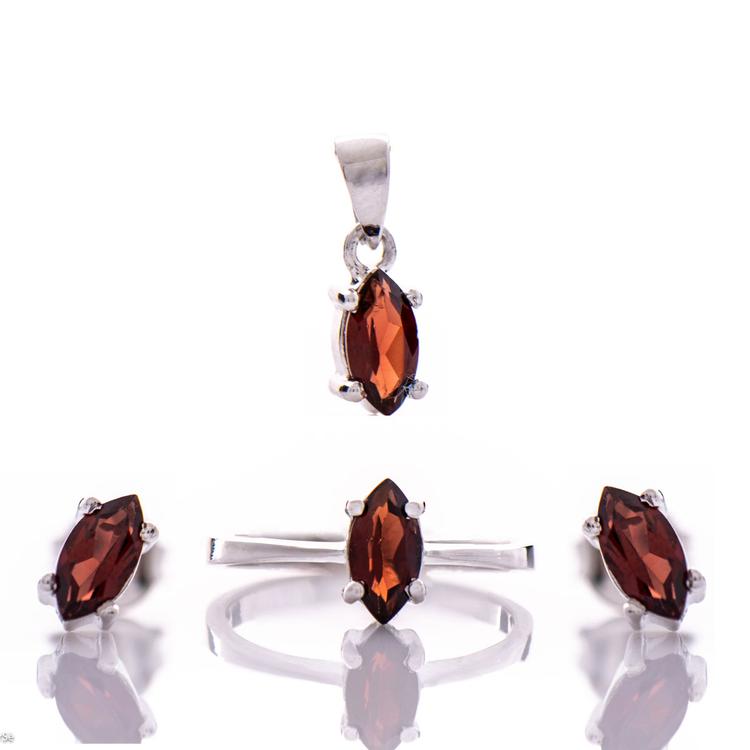 Silver set - Natural garnet