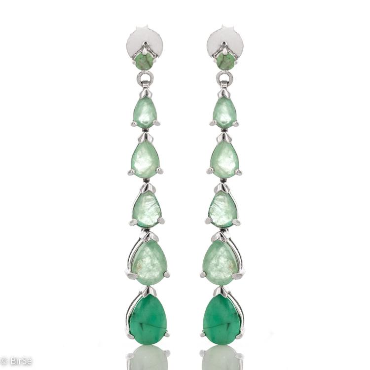 Silver earrings - Natural emerald 9,44 ct.