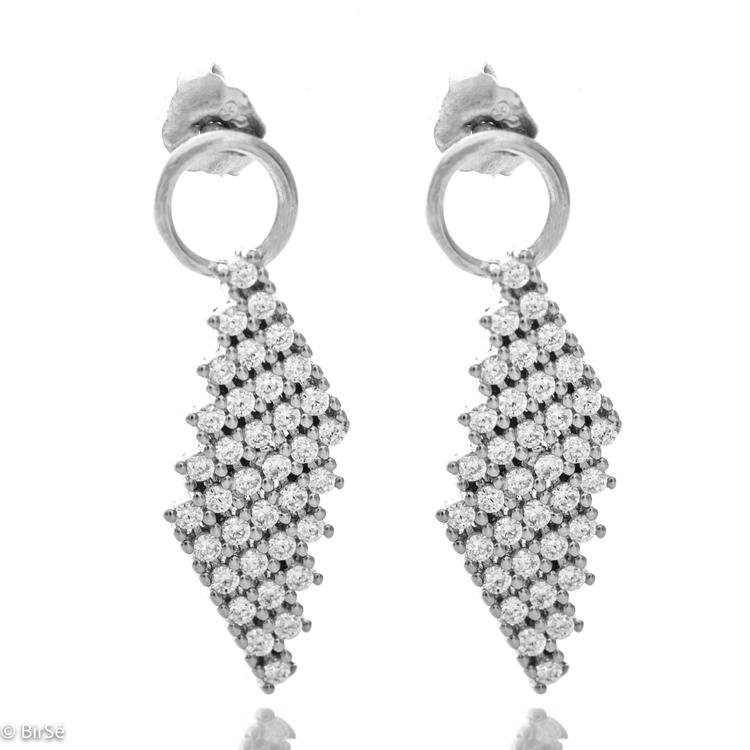 Silver earrings with zircons