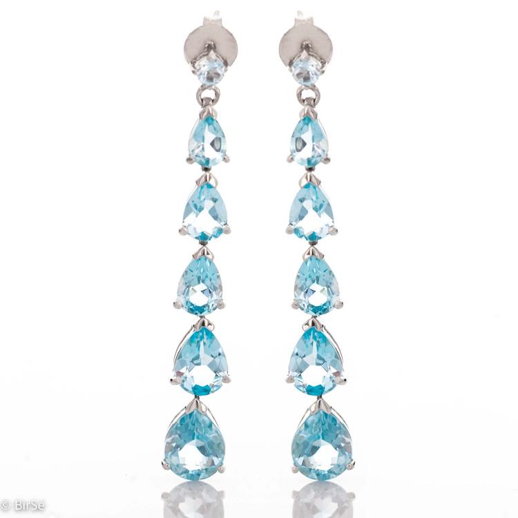 Silver earrings - Natural blue topaz 11,42 ct.