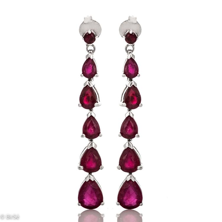 Silver earrings - Natural Ruby 6,40 ct.