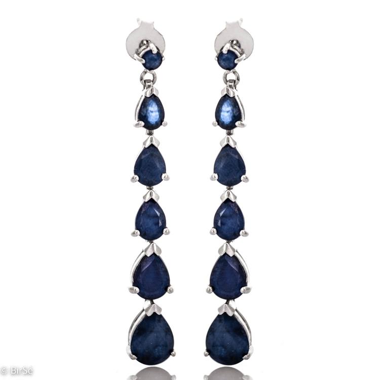 Silver earrings - Natural Sapphire 6,40 ct.