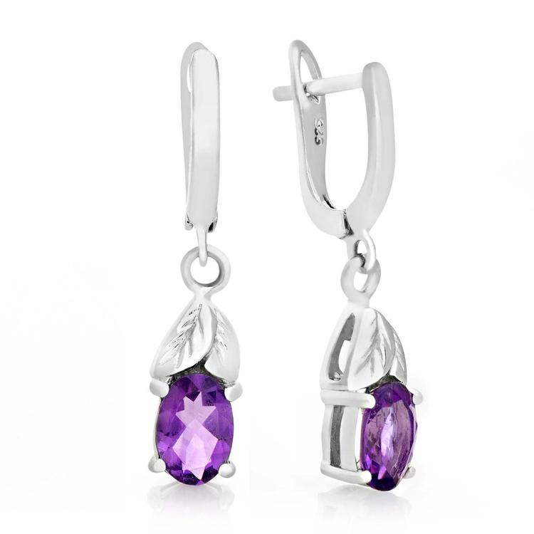 Silver earrings - Natural Amethyst 1,70 ct.