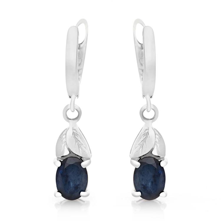 Silver earrings - Natural sapphire 2,12 ct