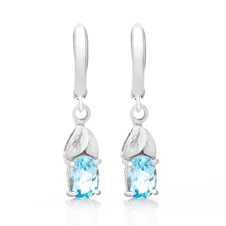 Silver earrings - Natural Blue topaz 2,20 ct