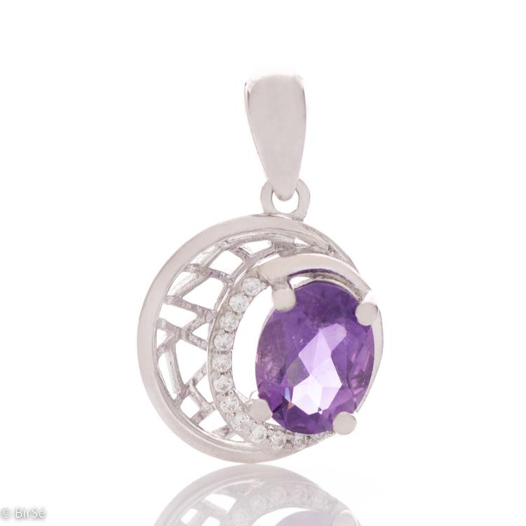 Silver pendant - Natural Amethyst 1,25 ct.