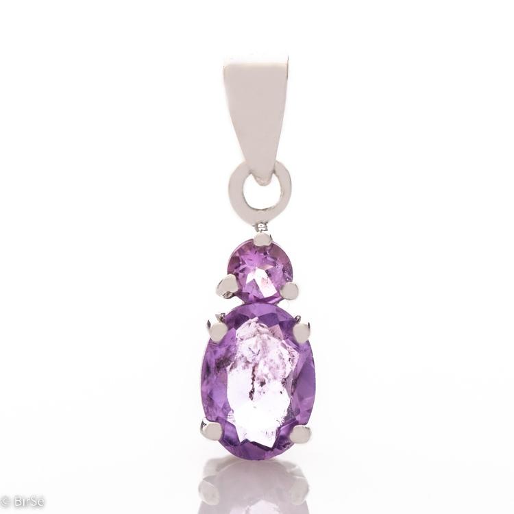 Silver pendant - natural amethyst 1,45 ct.