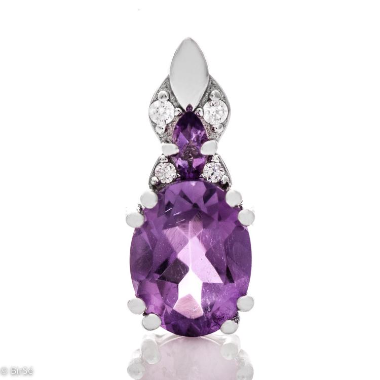 Silver pendant - Natural Amethyst 1,85 ct.