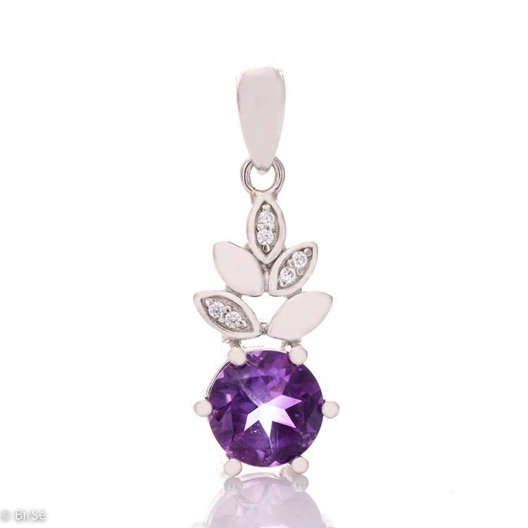 Silver pendant Pineapple - Natural Amethyst 0,70 ct.