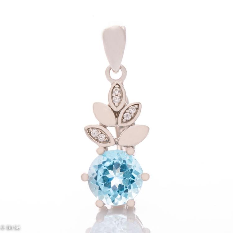 Silver pendant Pineapple - Natural Blue Topaz 1,00 ct.