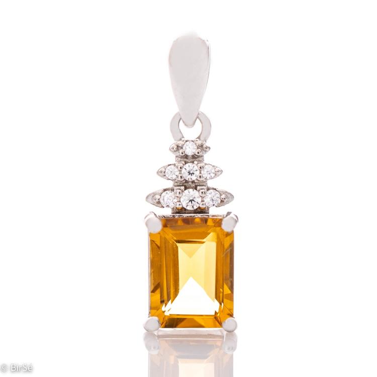 Silver pendant Baguette- Natural Citrine 1,25 ct.