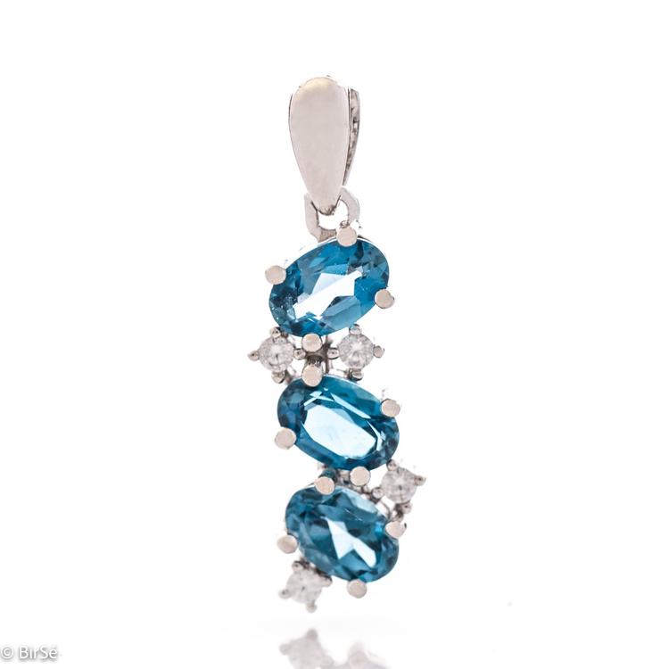 Silver Pendant - Natural London Topaz 1,71 ct.