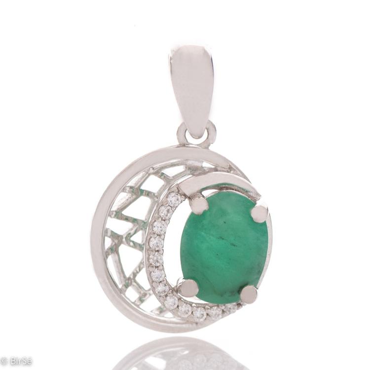 Silver pendant - Natural emerald 1,26 ct.