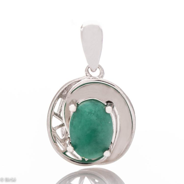 Silver pendant - Natural emerald 1,26 ct.