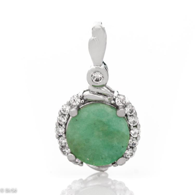 Silver pendant - Natural emerald 2,50 ct.