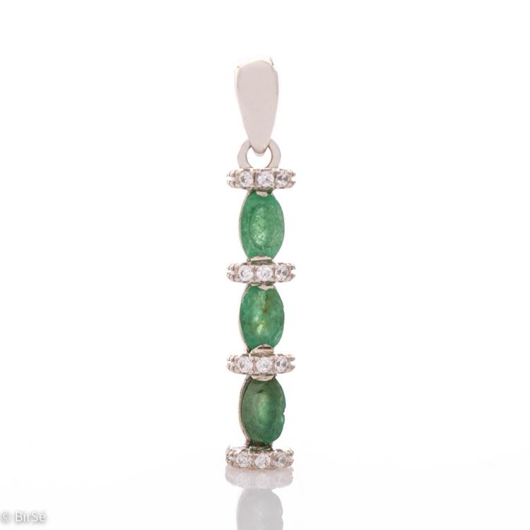 Silver pendant - Natural emerald 0,75 ct.