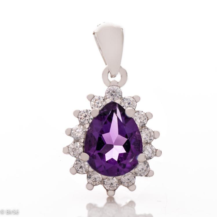 Silver pendant - Natural Amethyst 0,85 ct.