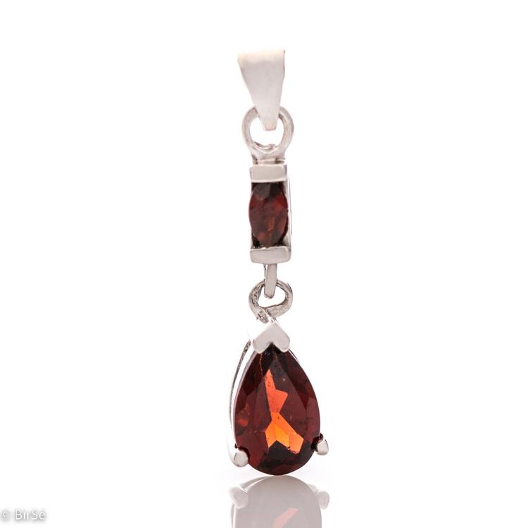 Silver pendant - Natural garnet 1,57 ct.