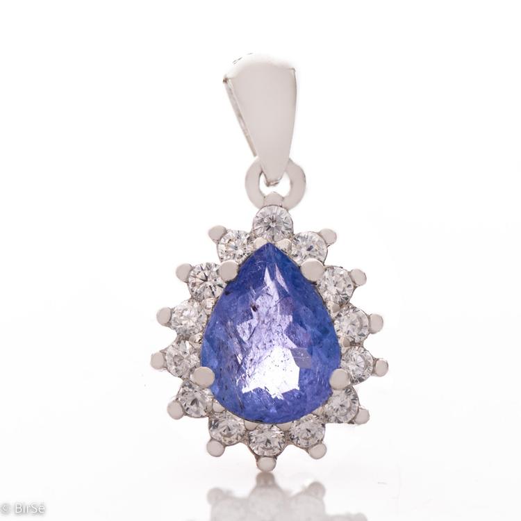 Silver pendant - Natural Tanzanite 0,90 ct.