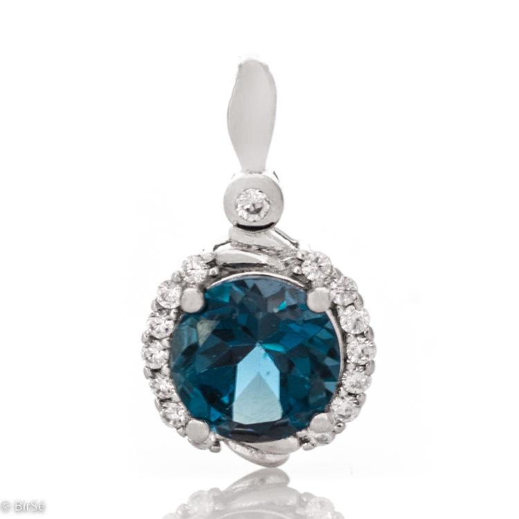 Silver pendant - Natural London Topaz 2,50 ct.