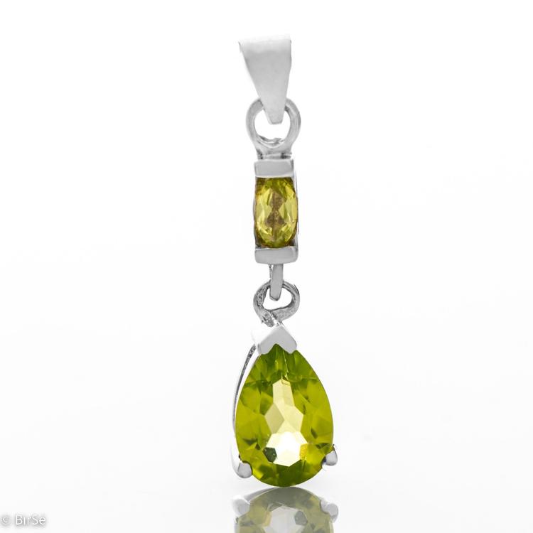 Silver pendant - Natural peridot 1,17 ct.