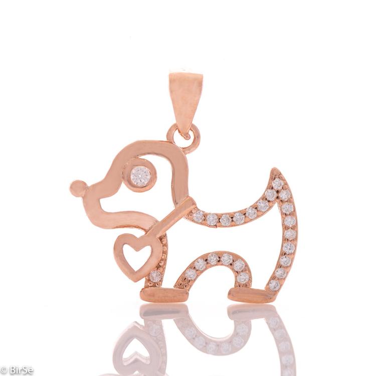 Silver Pendant - Pink Puppy 