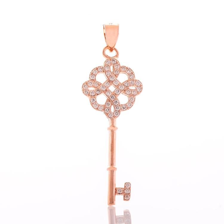 Silver Pendant - Exquisite Pink Key