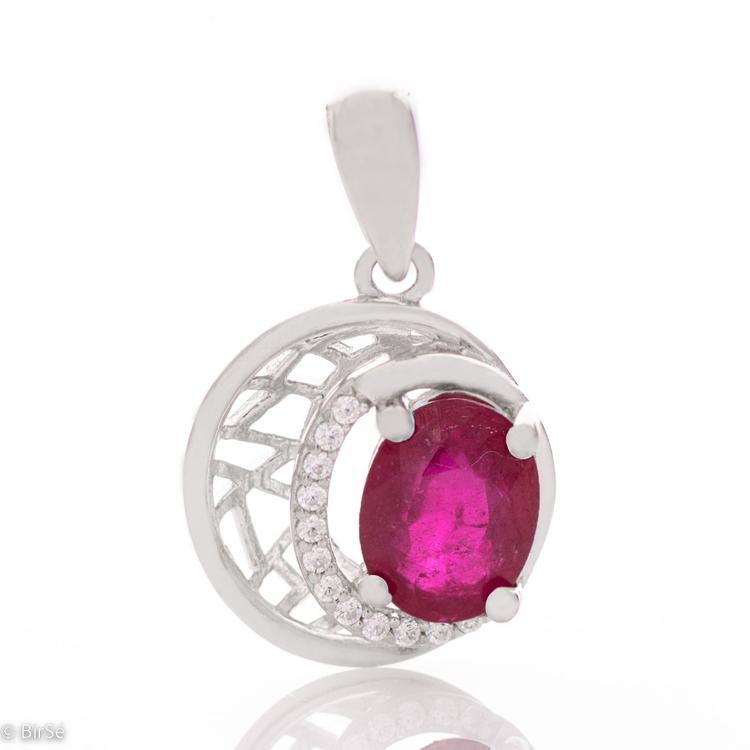 Silver pendant - Natural Ruby 1,55 ct.