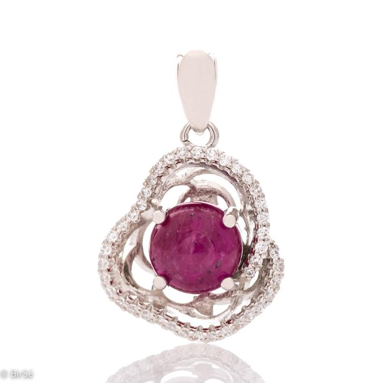 Silver pendant - Natural Ruby 1,05 ct.