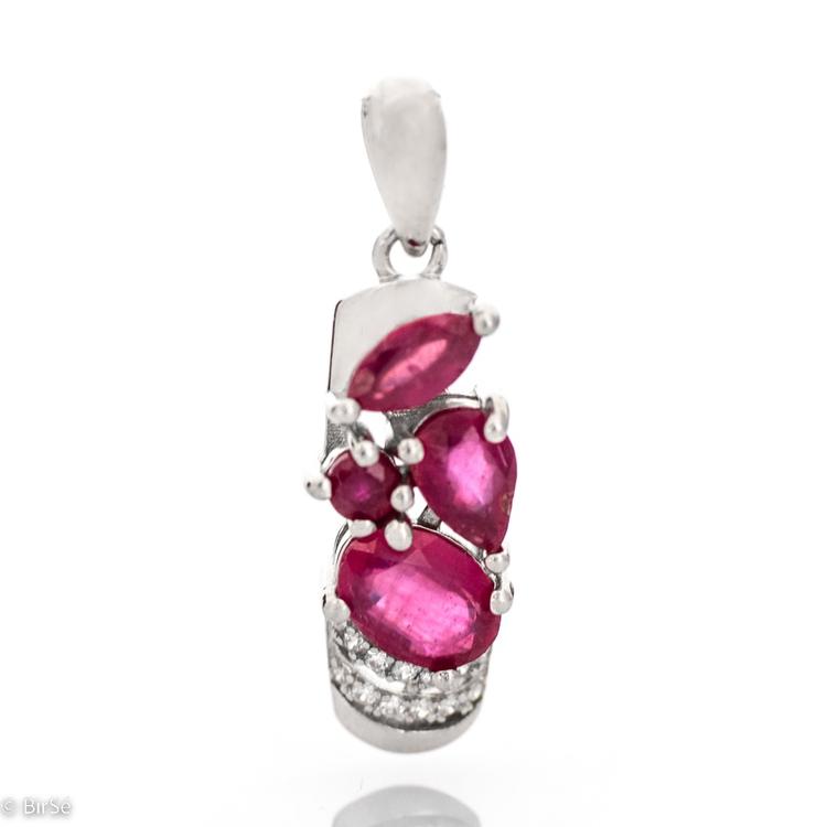 Silver pendant - Natural rubies 1,80 ct.