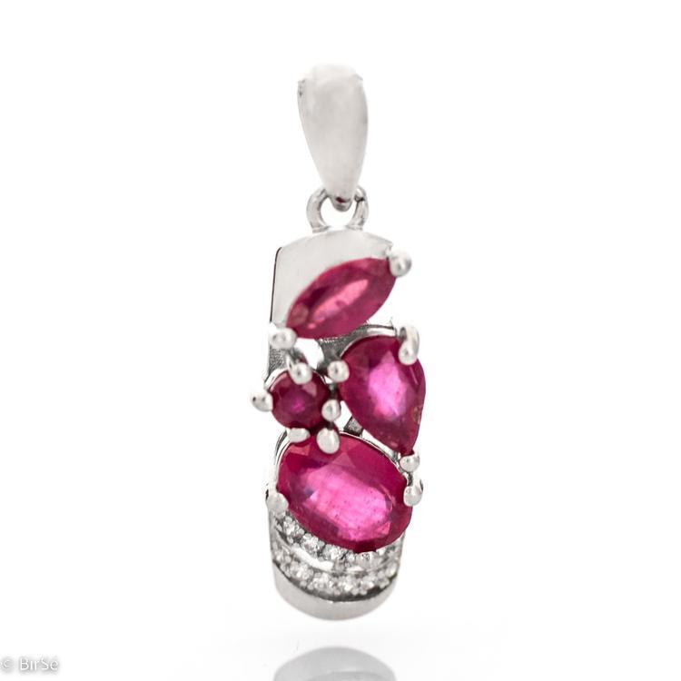 Silver pendant - Natural rubies 1,80 ct.