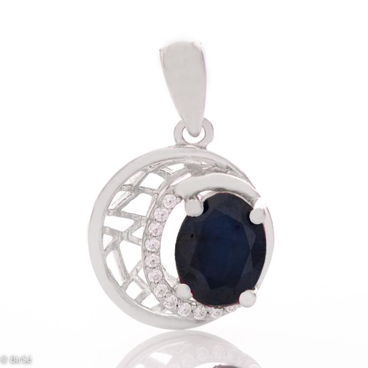 Silver pendant - Natural Sapphire 1,55 ct.