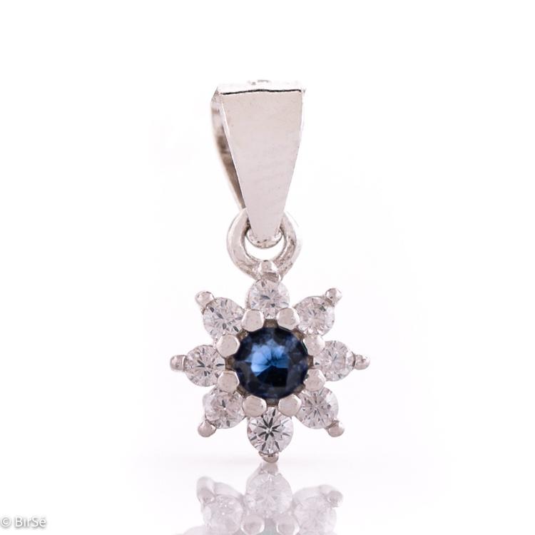 Silver pendant - Sapphire color