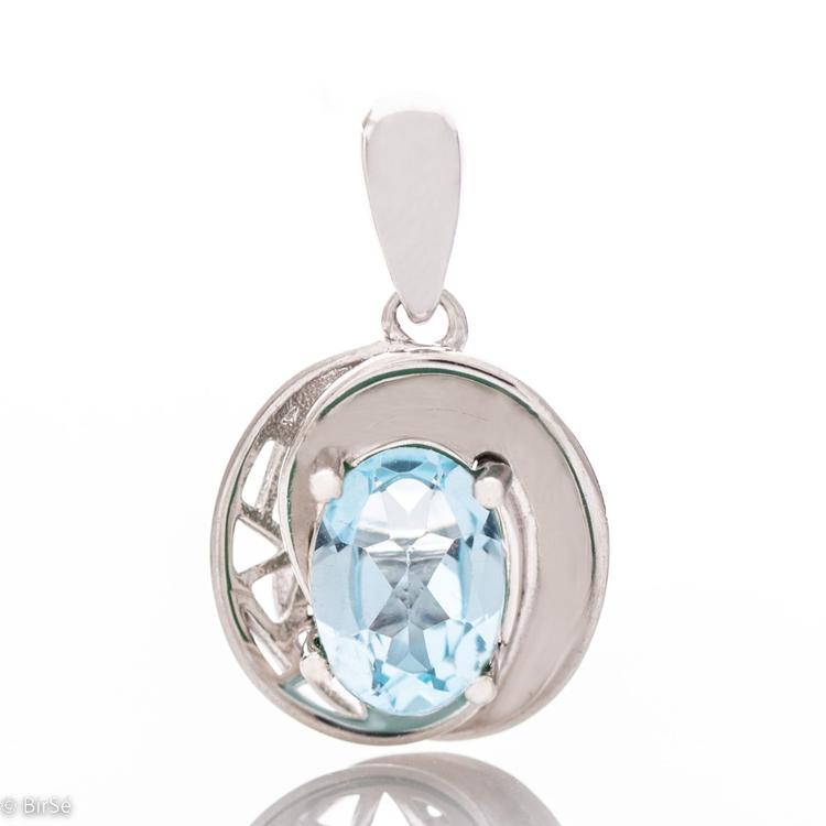 Silver pendant - Natural Blue Topaz 1,60 ct.