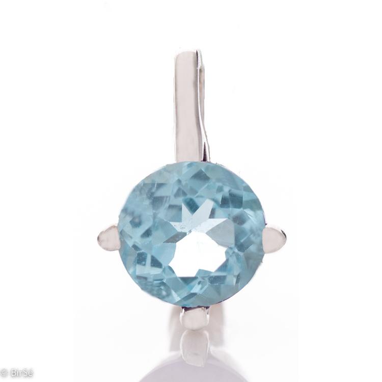 Silver pendant - Natural Blue Topaz 1,55 ct.