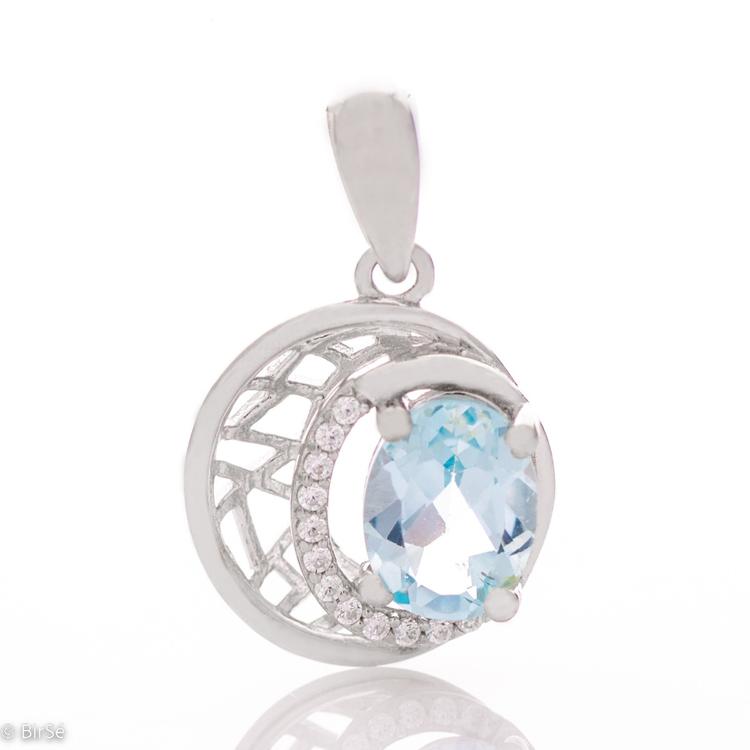 Silver pendant - Natural Blue Topaz 1,60 ct.