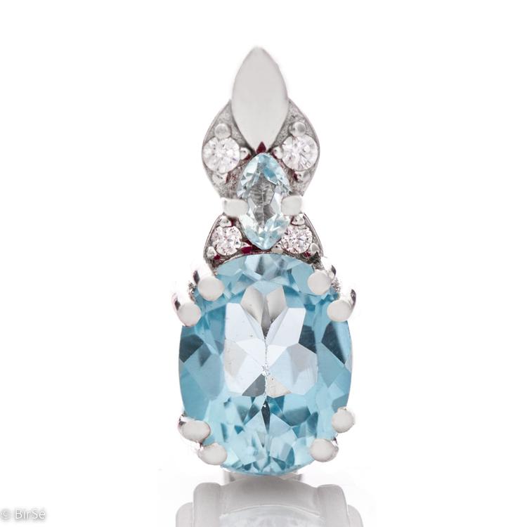 Silver pendant - Natural Blue Topaz 1,57 ct.