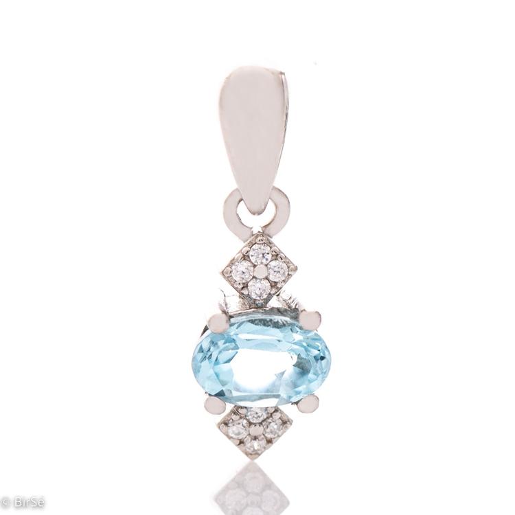 Silver pendant - Natural Blue Topaz 1,60 ct.