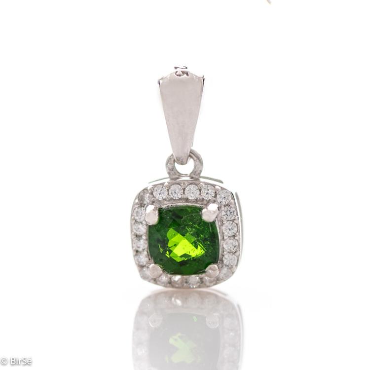 Silver pendant - Natural Chromium Diopside 0,45 ct