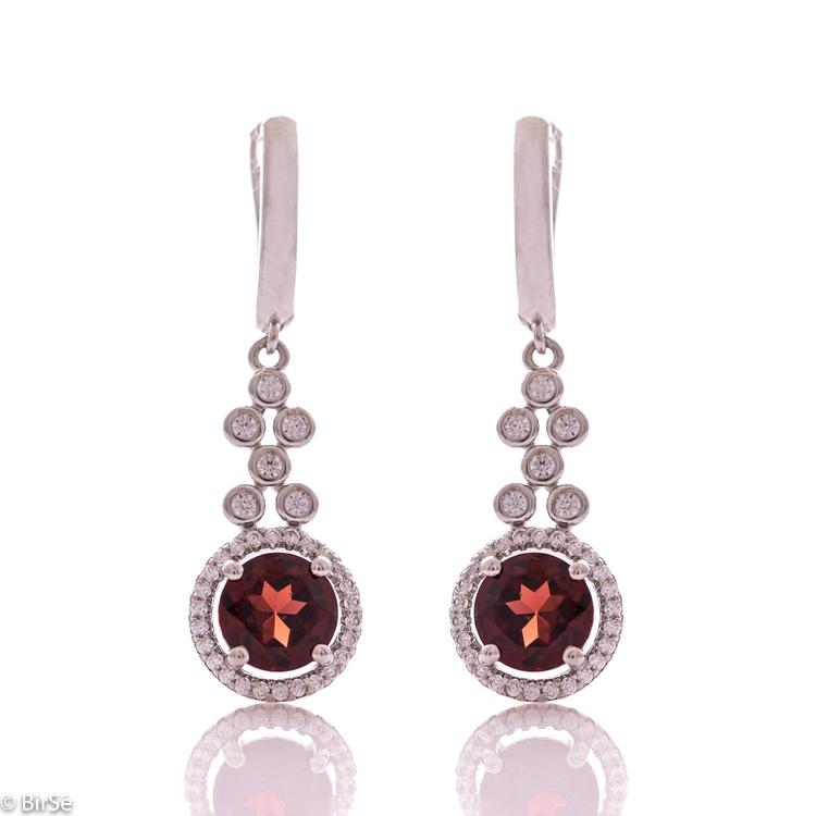 Silver earrings - Natural garnet 3,20 ct