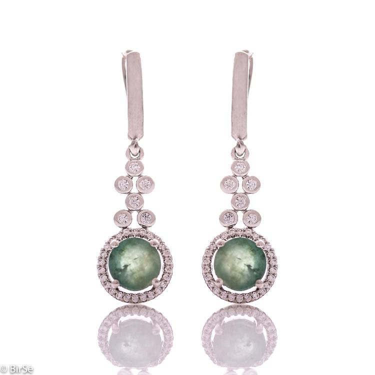 Silver earrings - Natural emerald 3,40 ct