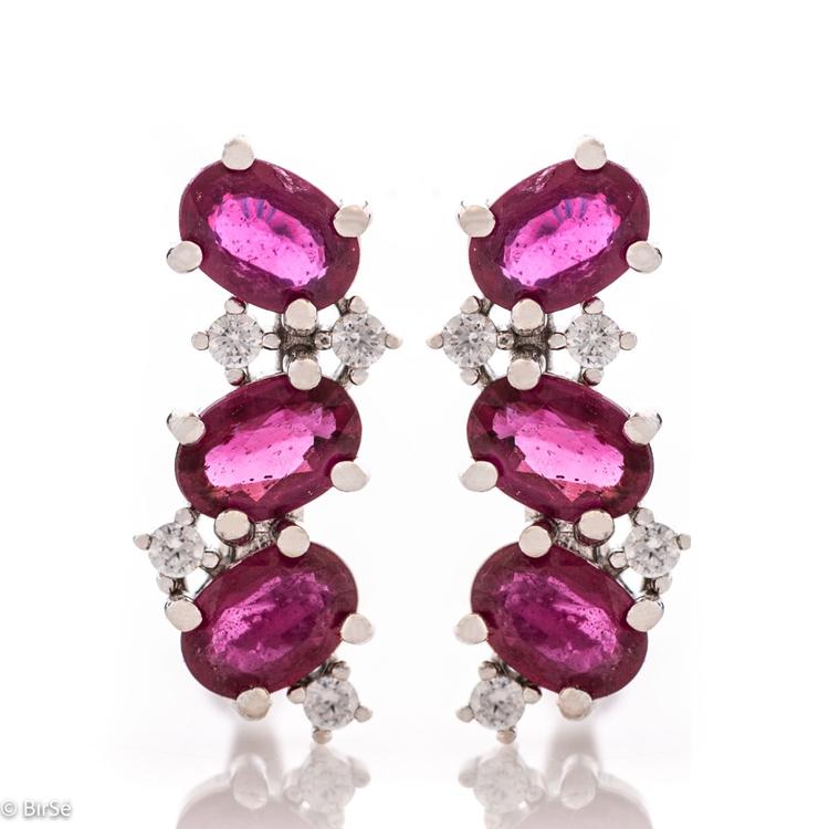 Silver earrings - Natural ruby 3,60 ct.