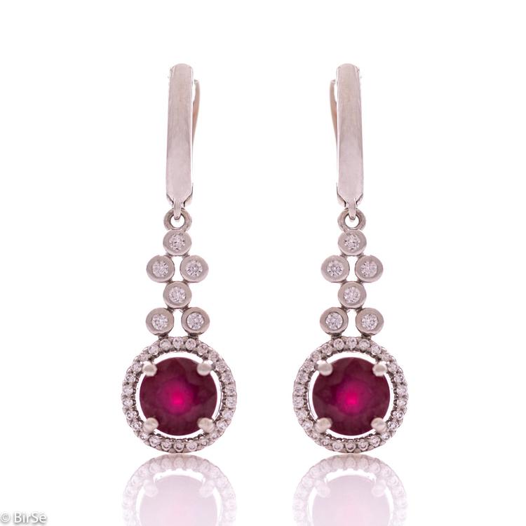 Silver earrings - Natural ruby 3,20 ct