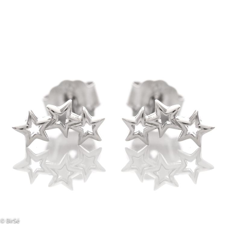 Silver Earrings - Three Stars