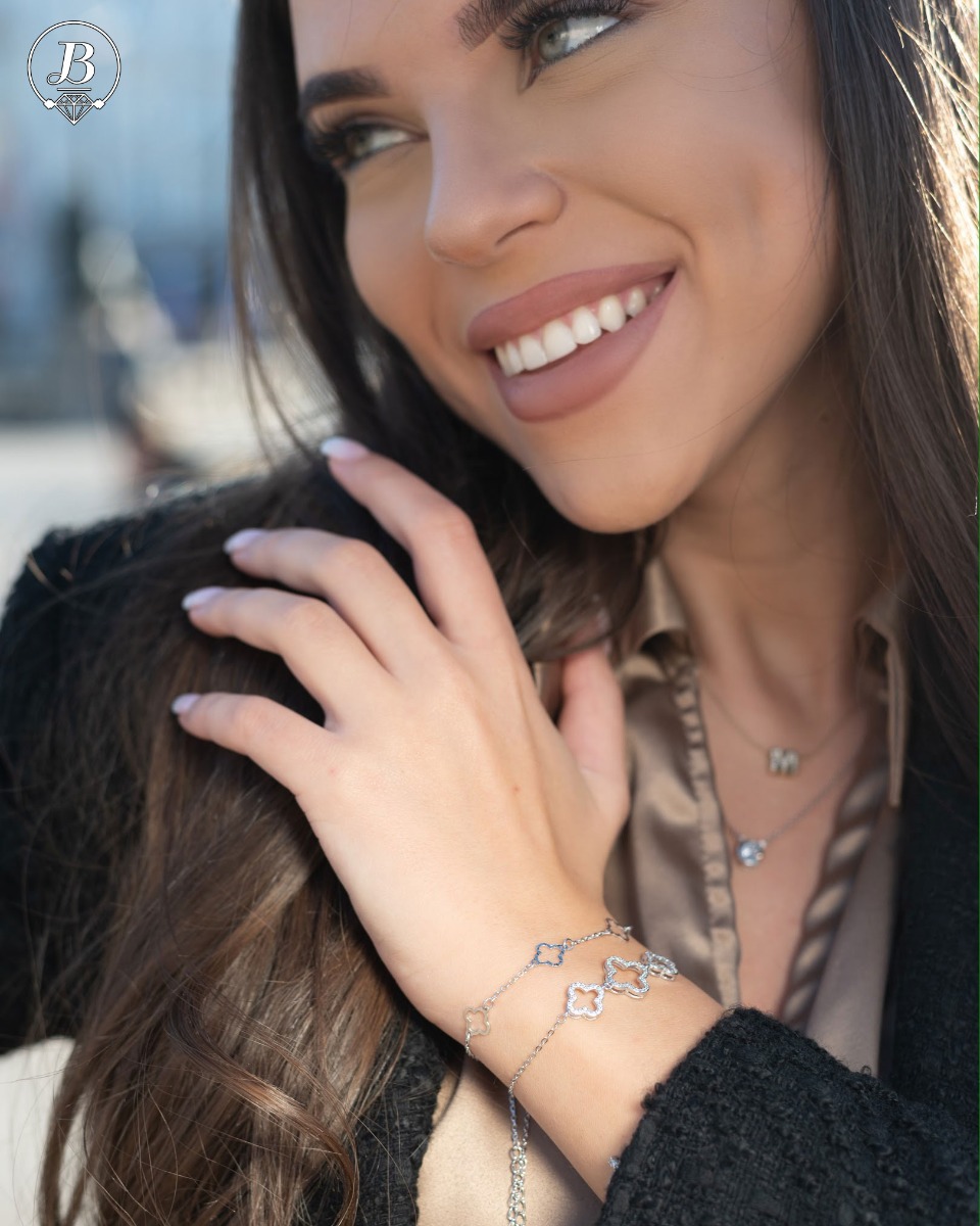 Silver Bracelet with Clovers