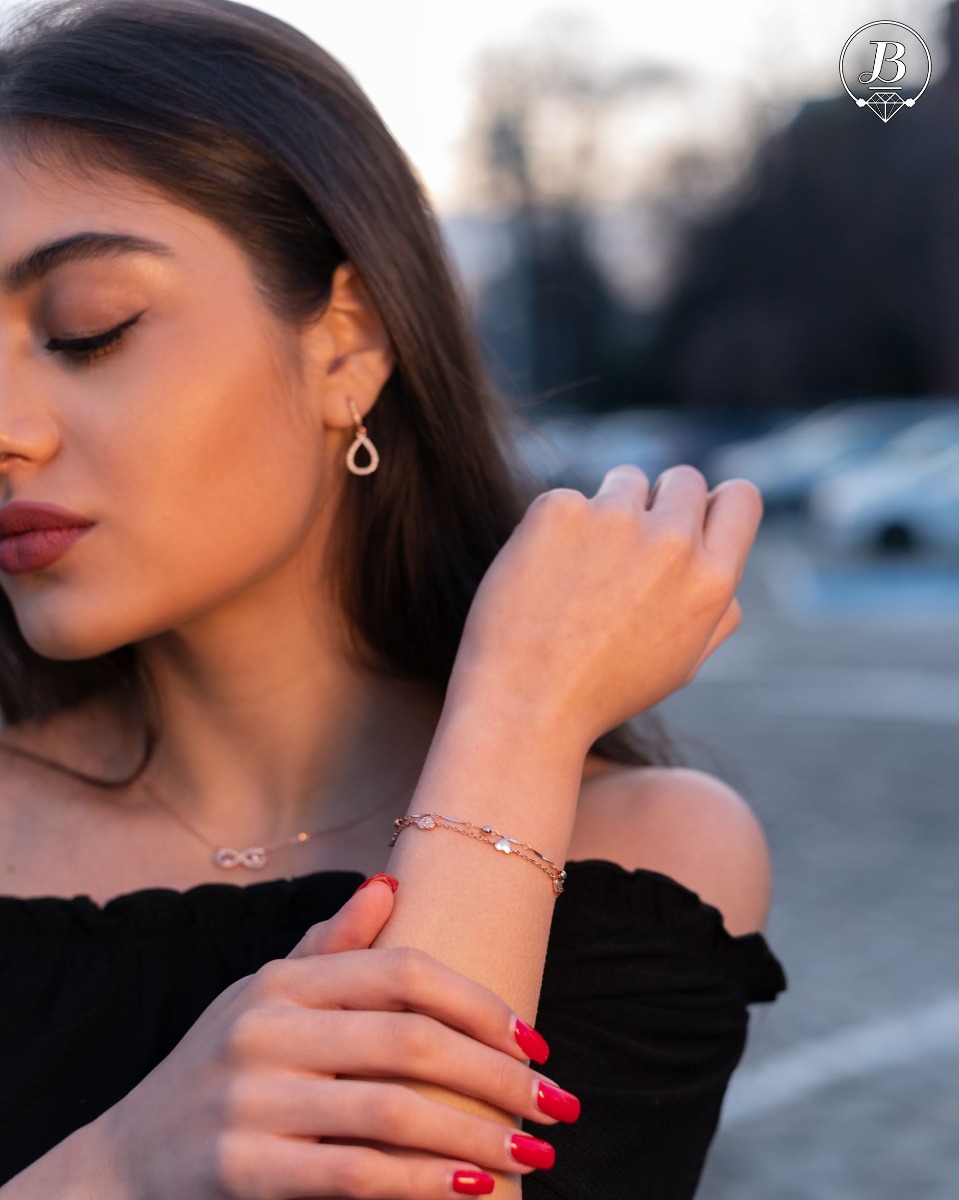 Rose Silver Heart Bracelet