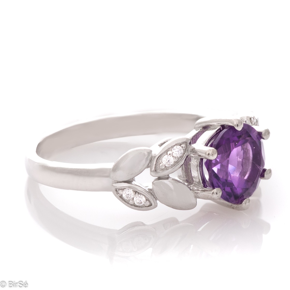 Silver ring Pineapple - Natural Amethyst 0,70 ct.