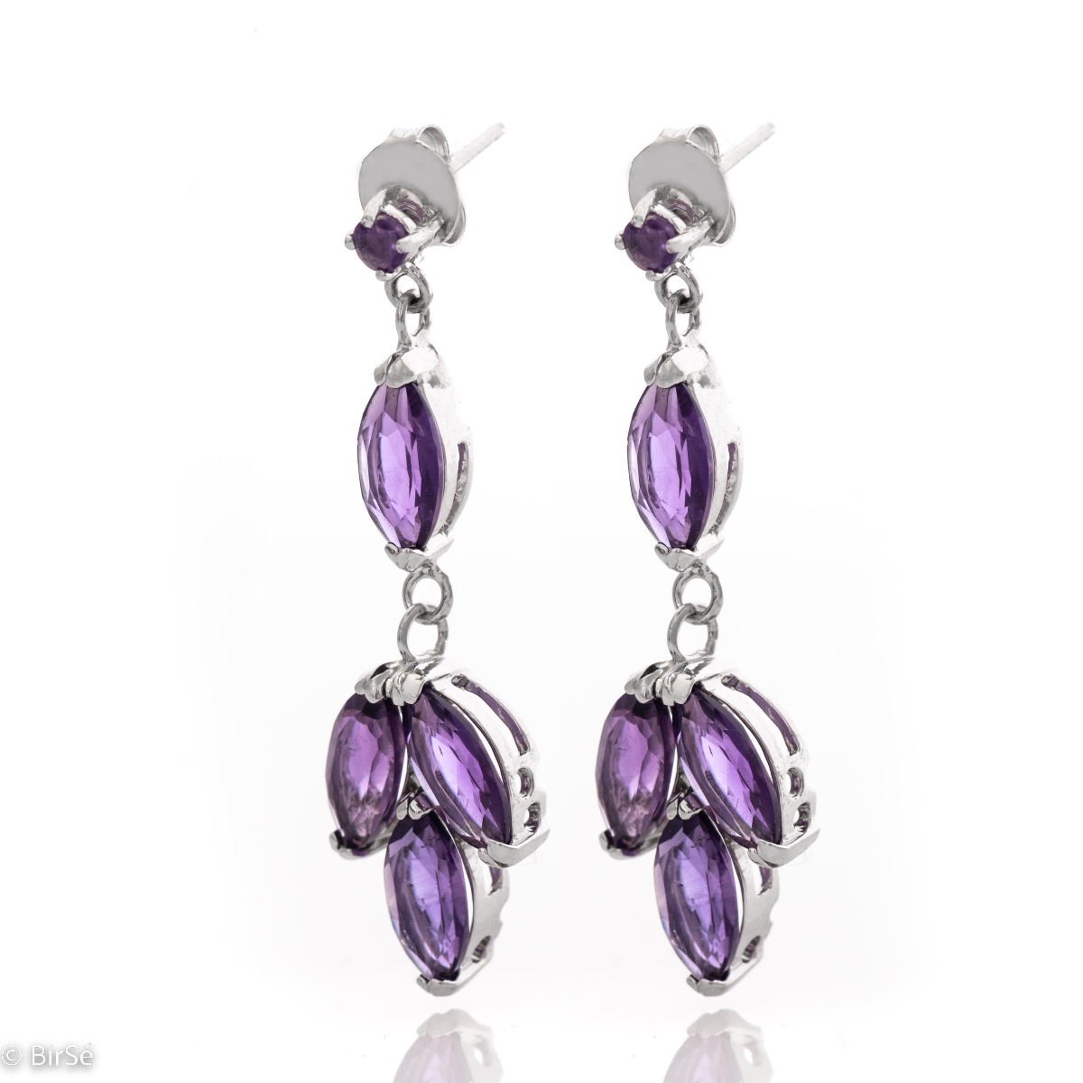 Mystic earrings of rhodium silver and enchanted amethyst - magic that suits every lady.